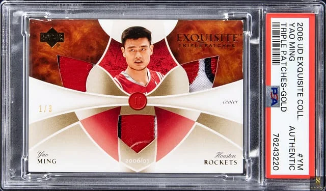 2006-07 Upper Deck Exquisite Collection Yao Ming Triple Patches Gold #ETP-YM card image