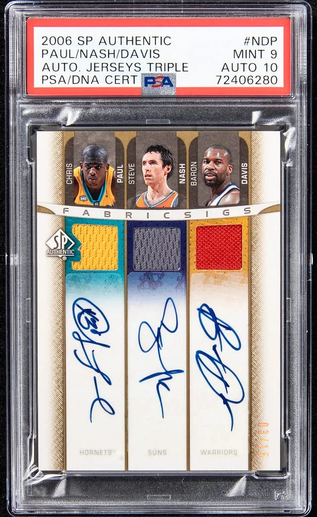 2006-07 Upper Deck SP Authentic Chris Paul/Steve Nash/Baron Davis Multi-Signed Autograph Jerseys Triple #AJT-NDP card image