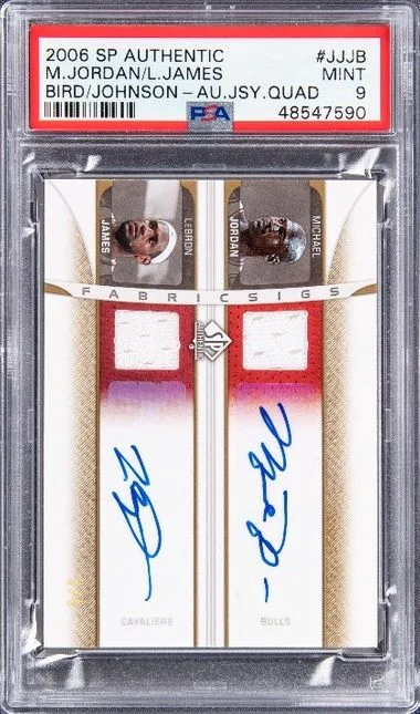 2006-07 Upper Deck SP Authentic Larry Bird/LeBron James/Magic Johnson/Michael Jordan Autograph Jerseys Quad #JJJB card image