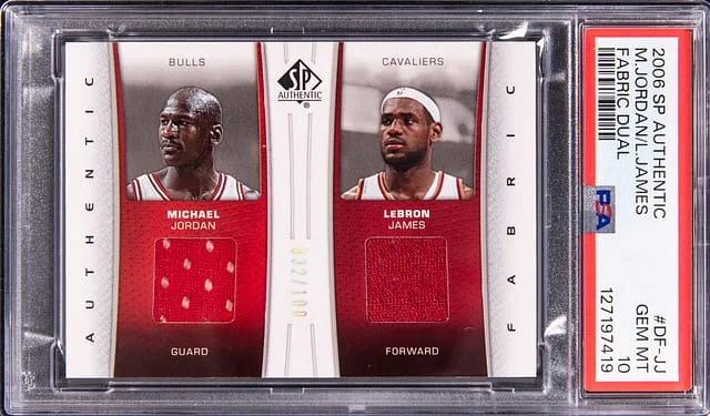 2006-07 Upper Deck SP Authentic Michael Jordan/LeBron James Game-Used Fabric Dual #DF-JJ card image