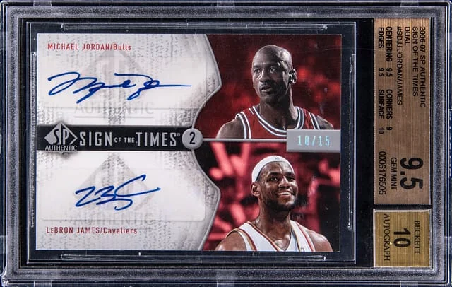 2006-07 Upper Deck SP Authentic Michael Jordan/LeBron James Sign Of The Times Dual #SD-JJ card image