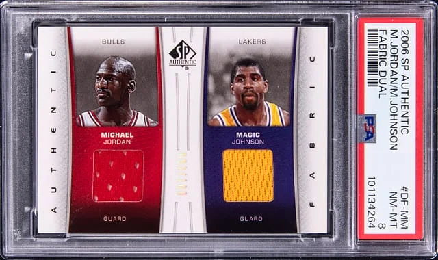 2006-07 Upper Deck SP Authentic Michael Jordan/Magic Johnson Game-Used Dual Fabric #DF-MM card image