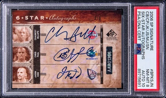 2006-07 Upper Deck SP Billups/Paul/Kidd/Stockton/Johnson/Nash Multi-Signed Signature Six-Star Autographs #BPKSJN card image