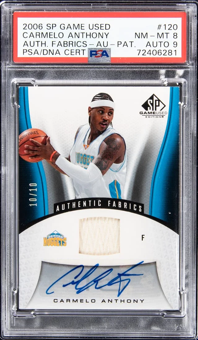 2006-07 Upper Deck SP Game Used Carmelo Anthony Authentic Fabrics Autographed Patch #120 card image