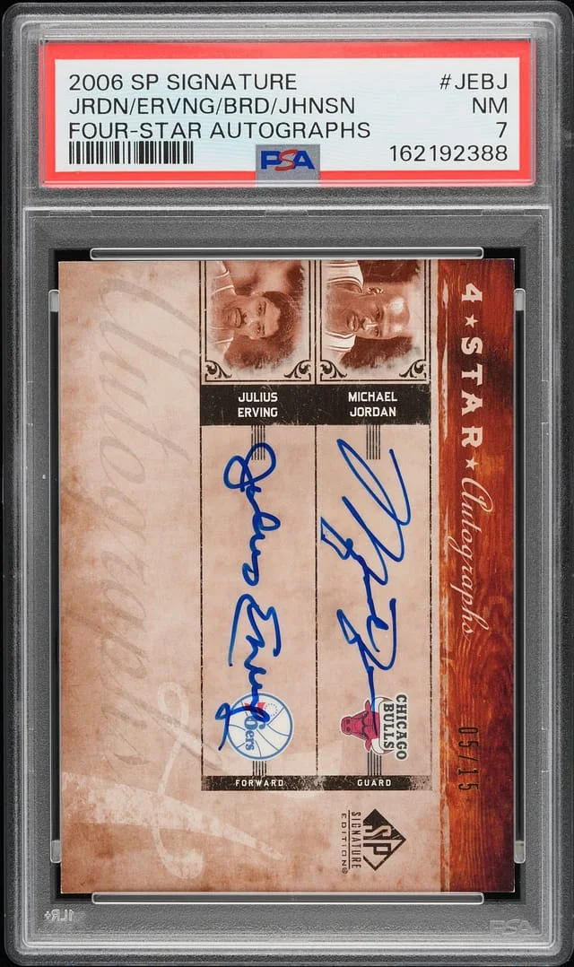 2006-07 Upper Deck SP Signature Edition Michael Jordan/Julius Erving/Larry Bird/Magic Johnson Multi-Signed Four Star Autographs #4SA-JEBJ card image