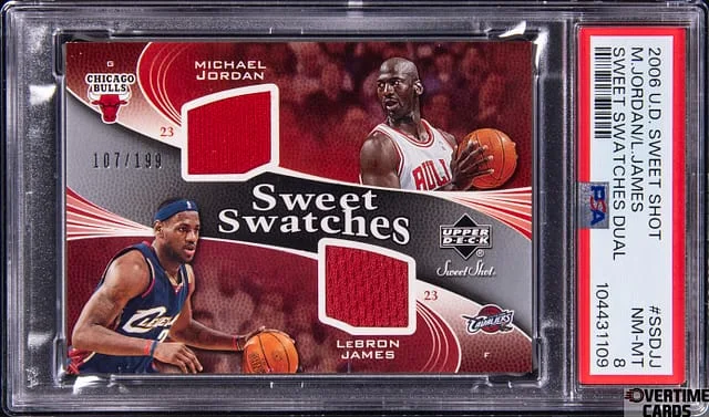 2006-07 Upper Deck Sweet Shot Michael Jordan/LeBron James Game-Used Sweet Swatches Dual #SSD-JJ card image
