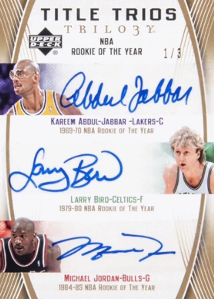 2006-07 Upper Deck Trilogy Michael Jordan Title Trios Signatures #TT-ABJ card image