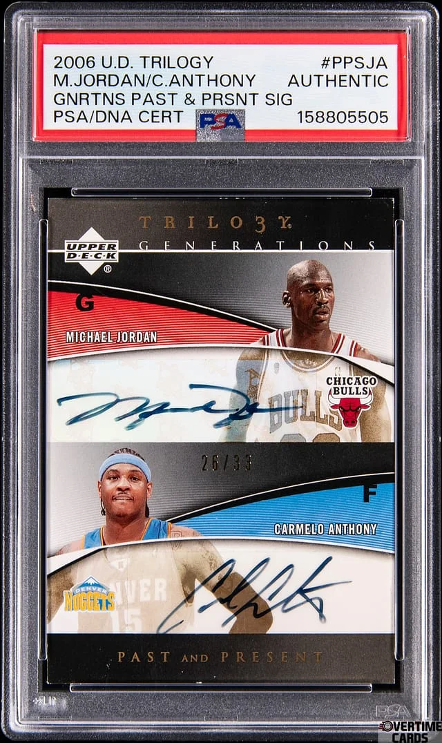 2006-07 Upper Deck Trilogy Michael Jordan/Carmelo Anthony Generations Past & Present Signatures #PPS-JA card image