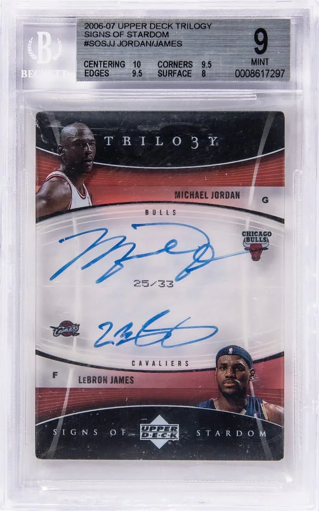 2006-07 Upper Deck Trilogy Michael Jordan/LeBron James Signs of Stardom #SOS-JJ card image