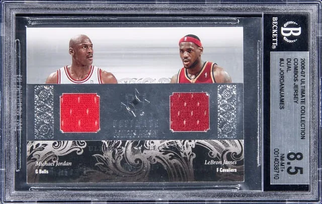 2006-07 Upper Deck Ultimate Collection LeBron James/Michael Jordan Combos Dual Jersey #UCD-JJ card image