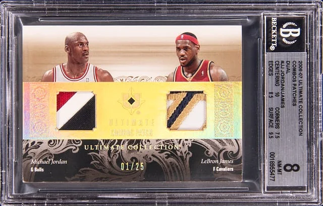 2006-07 Upper Deck Ultimate Collection Michael Jordan/LeBron James Game-Used Combos Patches Dual #UCD-JJ card image