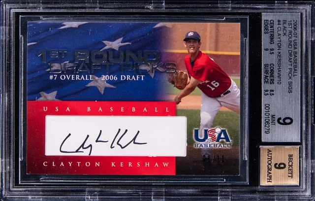 2006-07 USA Baseball 1st Round Draft Pick Signatures Black Clayton Kershaw #4 card image