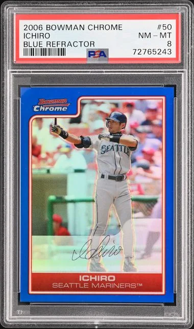 2006 Bowman Chrome Ichiro Suzuki Blue Refractor #50 card image