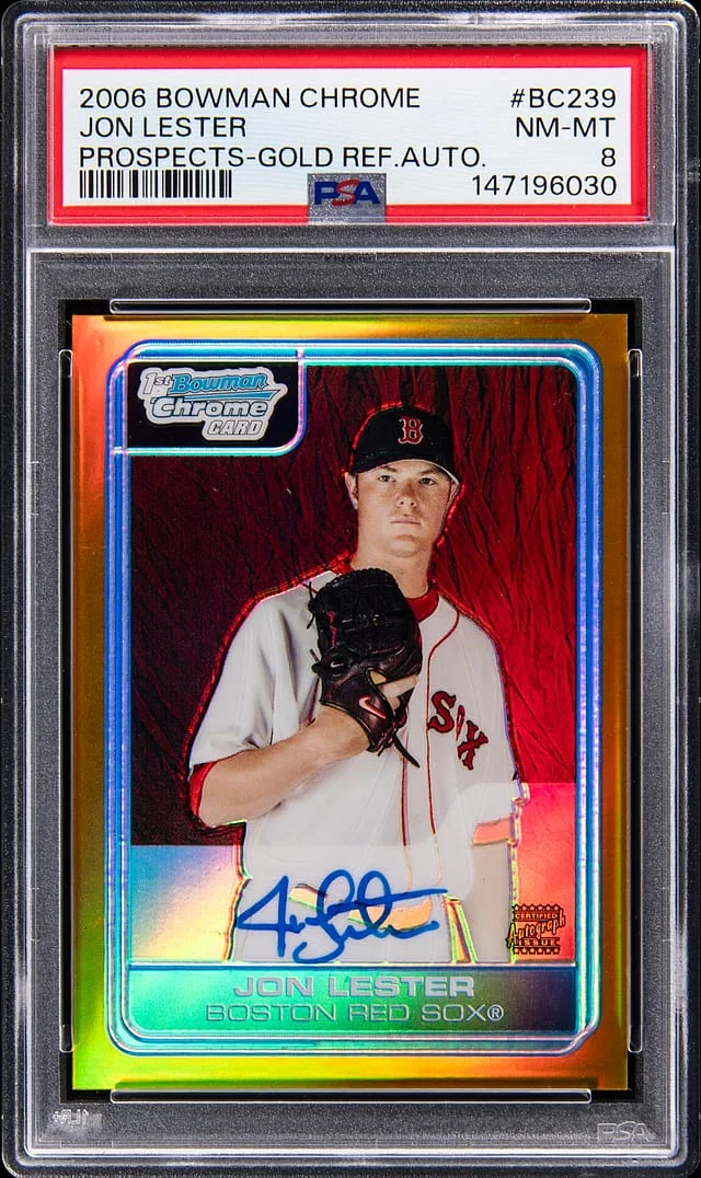 2006 Bowman Chrome Prospects Jon Lester Gold Refractor Autograph #BC239 card image