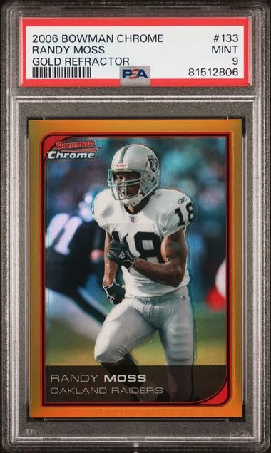 2006 Bowman Chrome Randy Moss Gold Refractor #133 card image