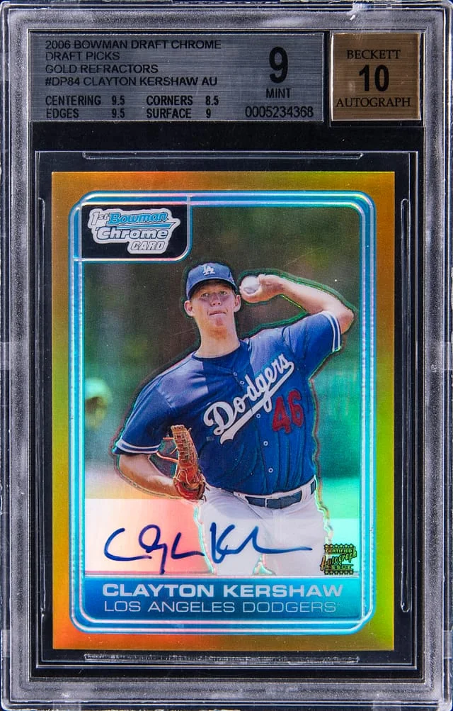 2006 Bowman Draft Clayton Kershaw Chrome Draft Pick Autographs Gold Refractor #DP84 card image