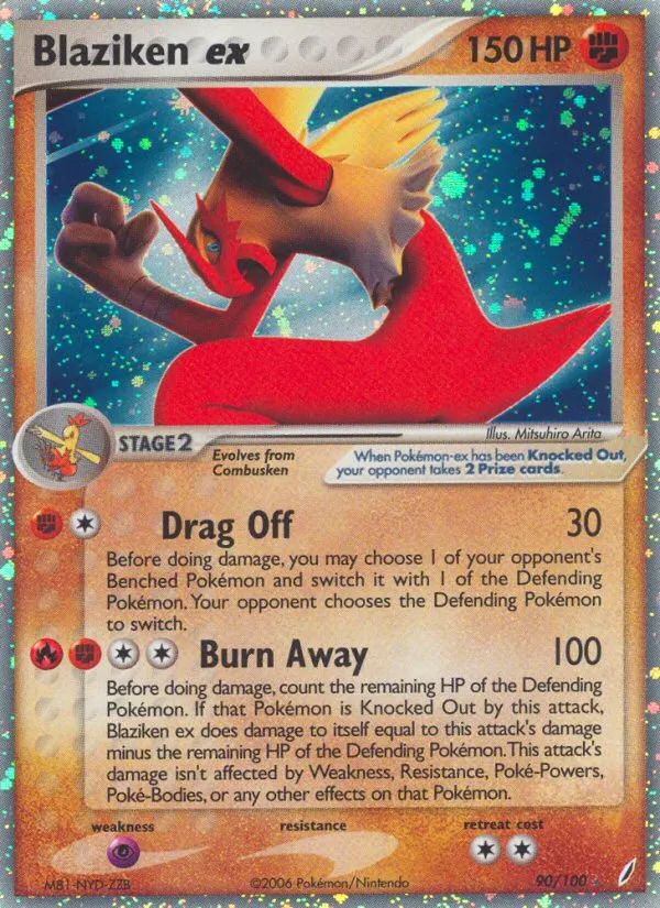 2006 Crystal Guardians Blaziken ex #090/100 Rare Holo EX card image