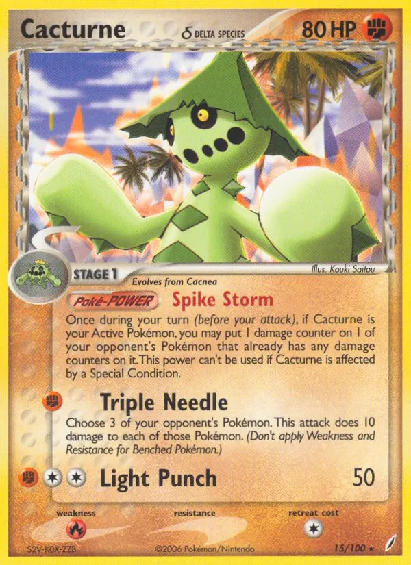 2006 Crystal Guardians Cacturne δ Rare #015/100 Rare card image