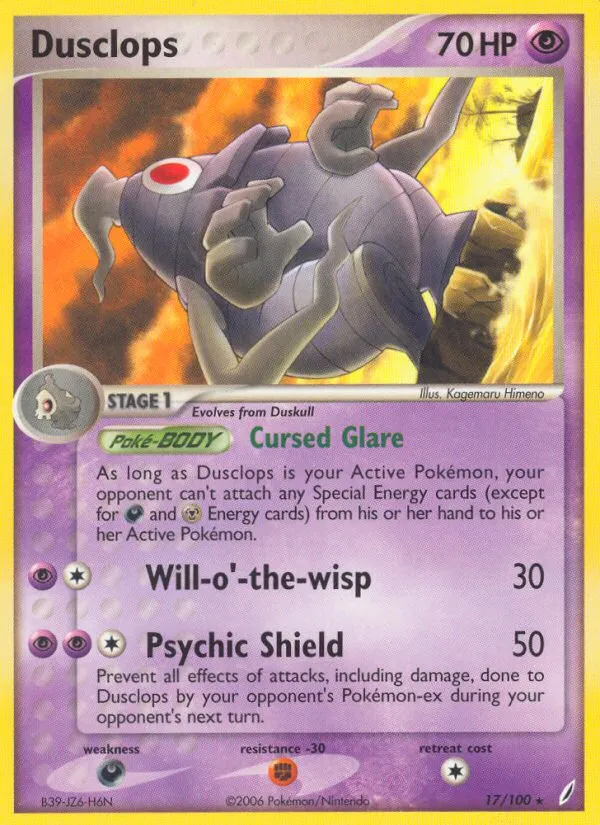 2006 Crystal Guardians Dusclops Rare #017/100 Rare card image