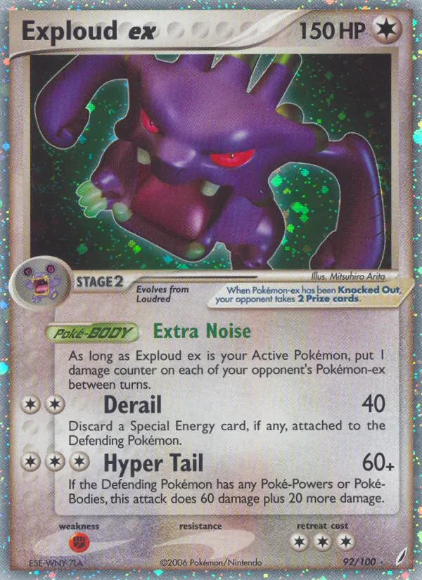 2006 Crystal Guardians Exploud ex #092/100 Rare Holo EX card image