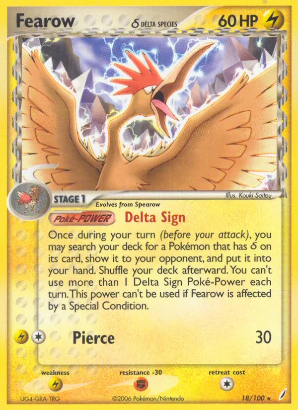 2006 Crystal Guardians Fearow δ Rare #018/100 Rare card image