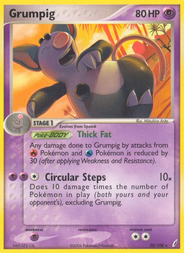 2006 Crystal Guardians Grumpig Rare #020/100 Rare card image