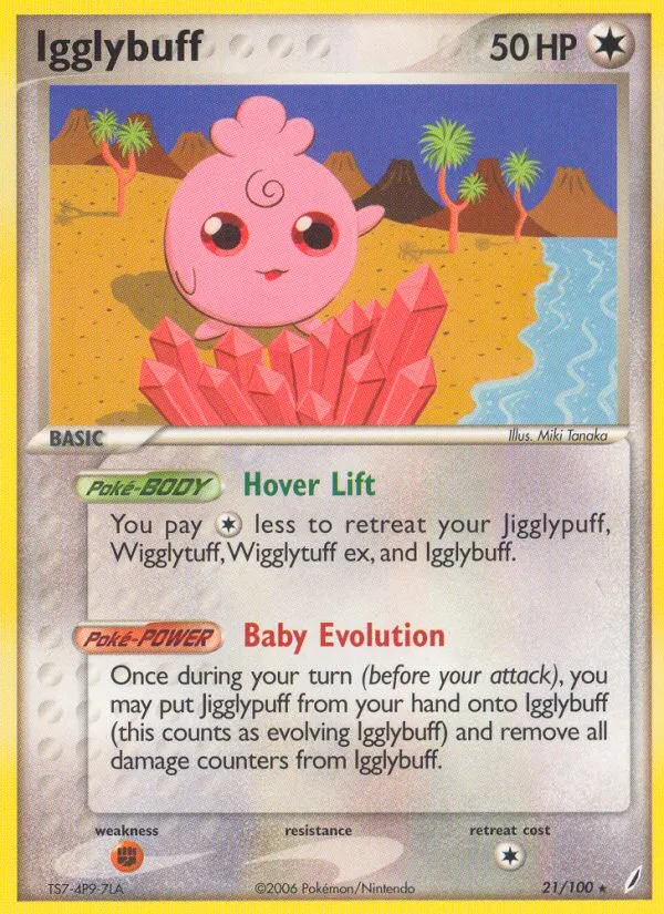 2006 Crystal Guardians Igglybuff Rare #021/100 Rare card image