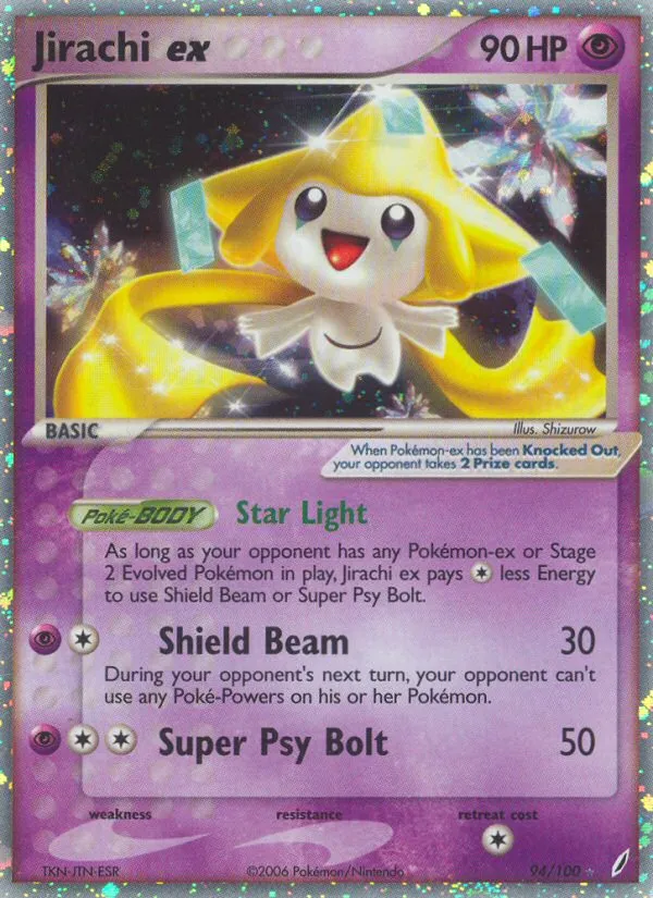 2006 Crystal Guardians Jirachi ex #094/100 Rare Holo EX card image