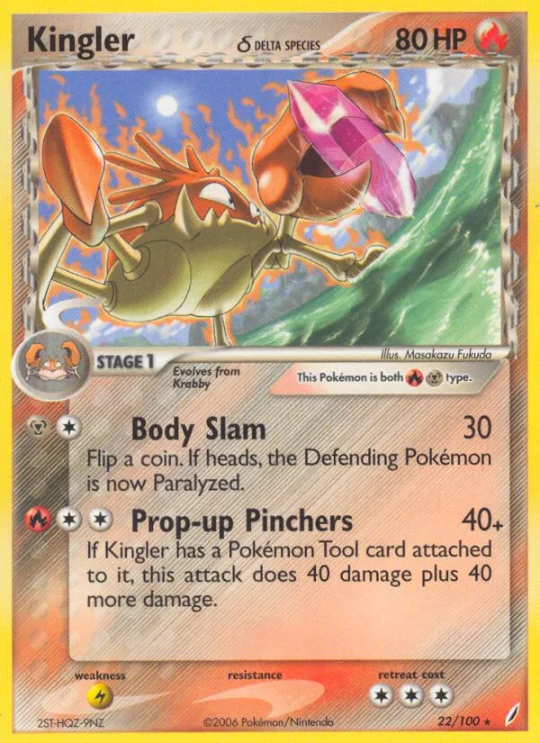 2006 Crystal Guardians Kingler δ Rare #022/100 Rare card image