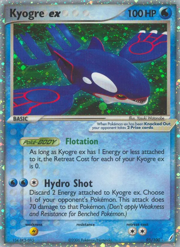 2006 Crystal Guardians Kyogre ex #095/100 Rare Holo EX card image