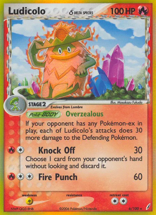 2006 Crystal Guardians Ludicolo δ Rare Holo #006/100 Rare Holo card image