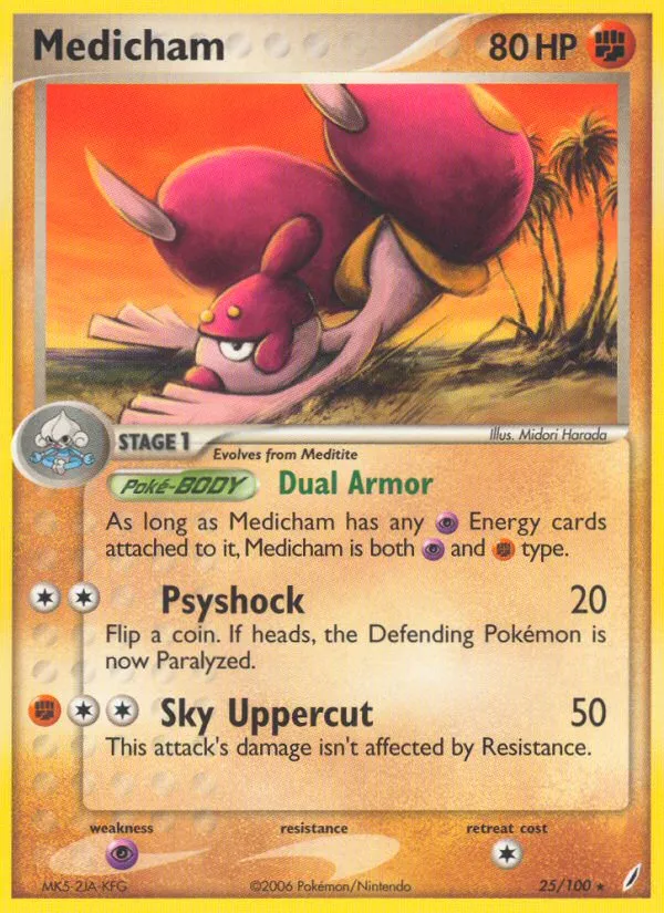 2006 Crystal Guardians Medicham #025/100 Rare card image