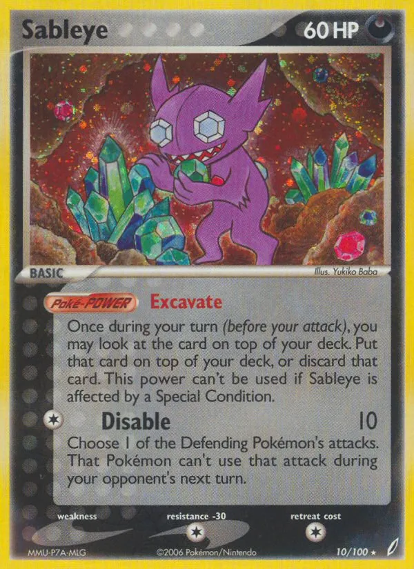 2006 Crystal Guardians Sableye Rare Holo #010/100 Rare Holo card image