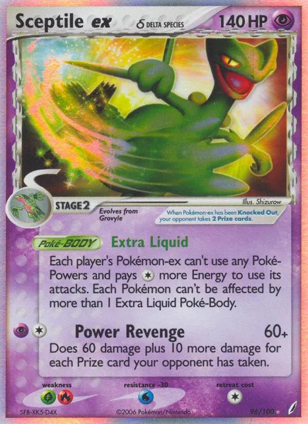 2006 Crystal Guardians Sceptile ex δ #096/100 Rare Holo EX card image