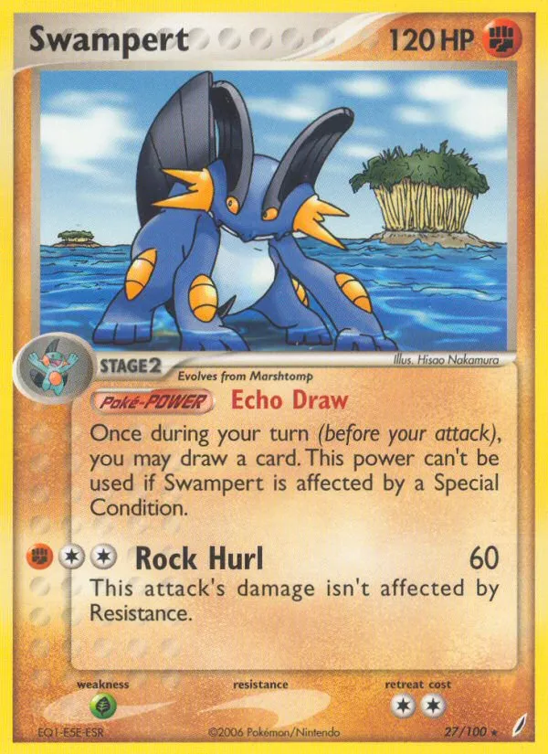 2006 Crystal Guardians Swampert #027/100 Rare card image