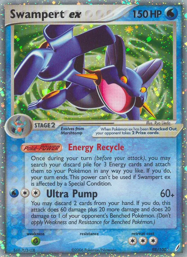 2006 Crystal Guardians Swampert ex #098/100 Rare Holo EX card image