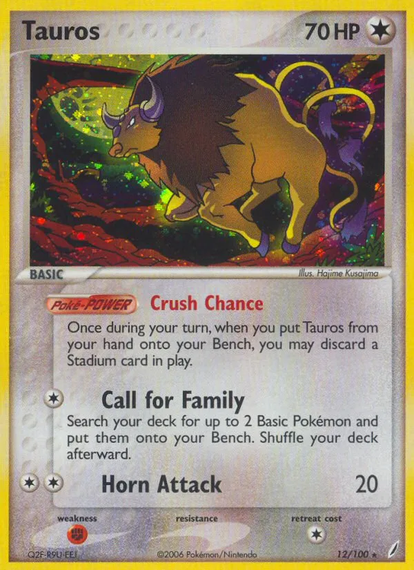 2006 Crystal Guardians Tauros Rare Holo #012/100 Rare Holo card image
