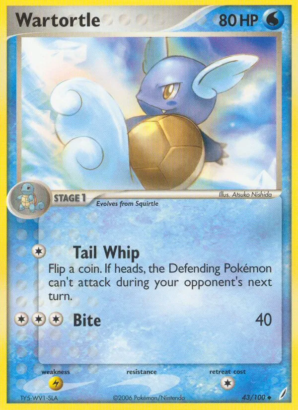 2006 Crystal Guardians Wartortle #043/100 Uncommon card image