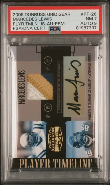 2006 Donruss Marcedes Lewis Gridiron Gear Player Timeline Jersey-Autograph-Prime #PT-26 card image