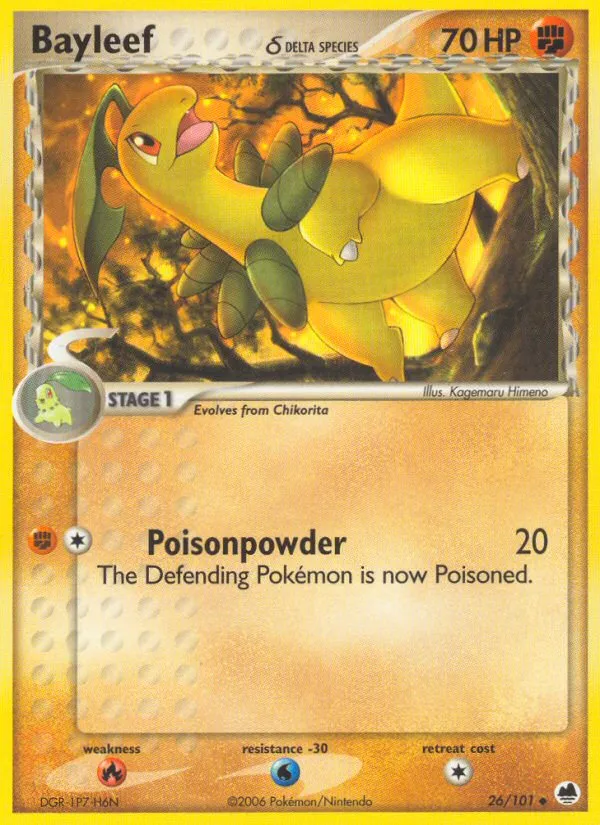 2006 Dragon Frontiers Bayleef δ Uncommon #026/101 Uncommon card image