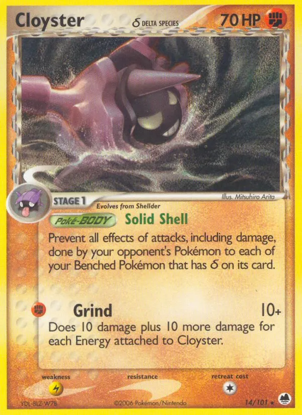 2006 Dragon Frontiers Cloyster δ Rare #014/101 Rare card image