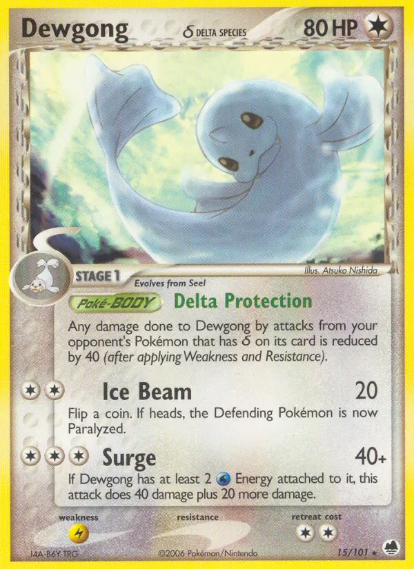 2006 Dragon Frontiers Dewgong δ Rare #015/101 Rare card image