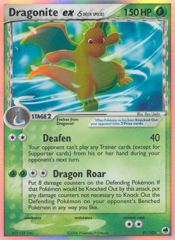 2006 Dragon Frontiers Dragonite ex δ #091/101 Rare Holo EX card image