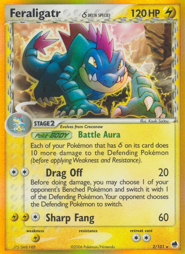 2006 Dragon Frontiers Feraligatr δ Rare Holo #002/101 Rare Holo card image