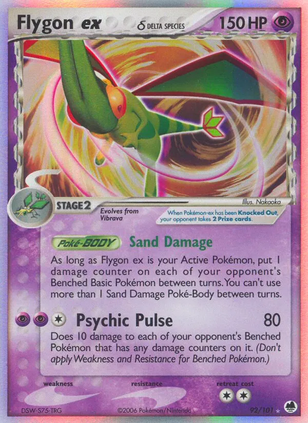 2006 Dragon Frontiers Flygon ex δ #092/101 Rare Holo EX card image