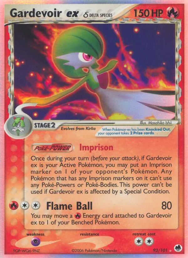 2006 Dragon Frontiers Gardevoir ex δ #093/101 Rare Holo EX card image