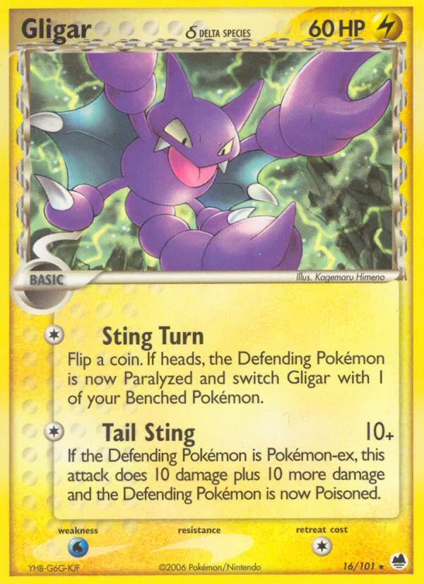 2006 Dragon Frontiers Gligar δ Rare #016/101 Rare card image