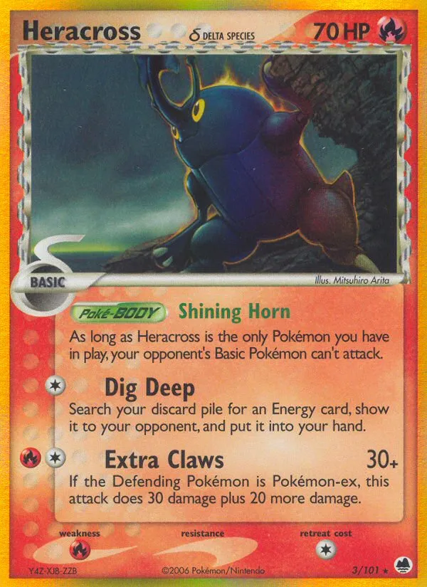 2006 Dragon Frontiers Heracross δ Rare Holo #003/101 Rare Holo card image