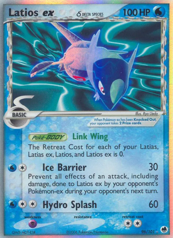 2006 Dragon Frontiers Latios ex δ #096/101 Rare Holo EX card image