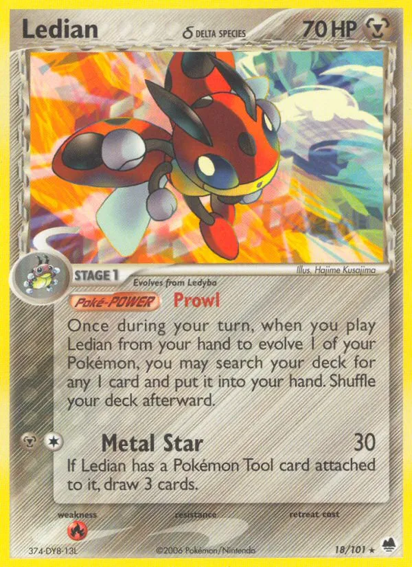 2006 Dragon Frontiers Ledian δ Rare #018/101 Rare card image
